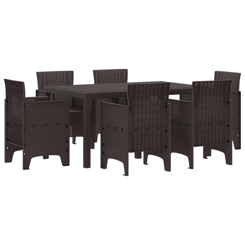 Afuera Living 7 Piece Poly Rattan Garden Dining Set in Brown