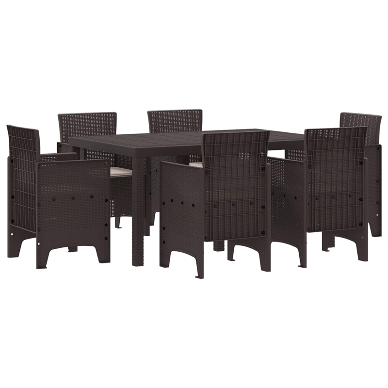Afuera Living 7 Piece Poly Rattan Garden Dining Set in Brown