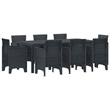 Afuera Living Contemporary Poly Rattan Garden Dining Set in Anthracite