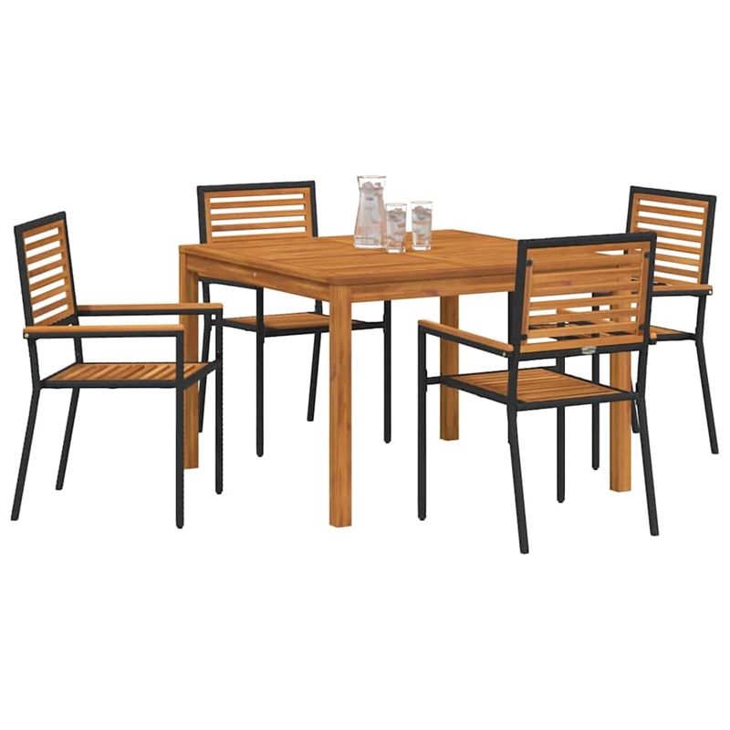 Afuera Living 5 Piece Poly Rattan Garden Dining Set in Black