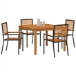 Afuera Living 5 Piece Poly Rattan Garden Dining Set in Black