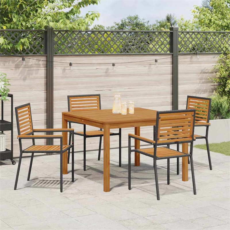 Afuera Living 5 Piece Poly Rattan Garden Dining Set in Black