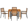Afuera Living 5 Piece Poly Rattan Garden Dining Set in Black