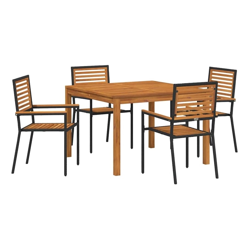 Afuera Living 5 Piece Poly Rattan Garden Dining Set in Black