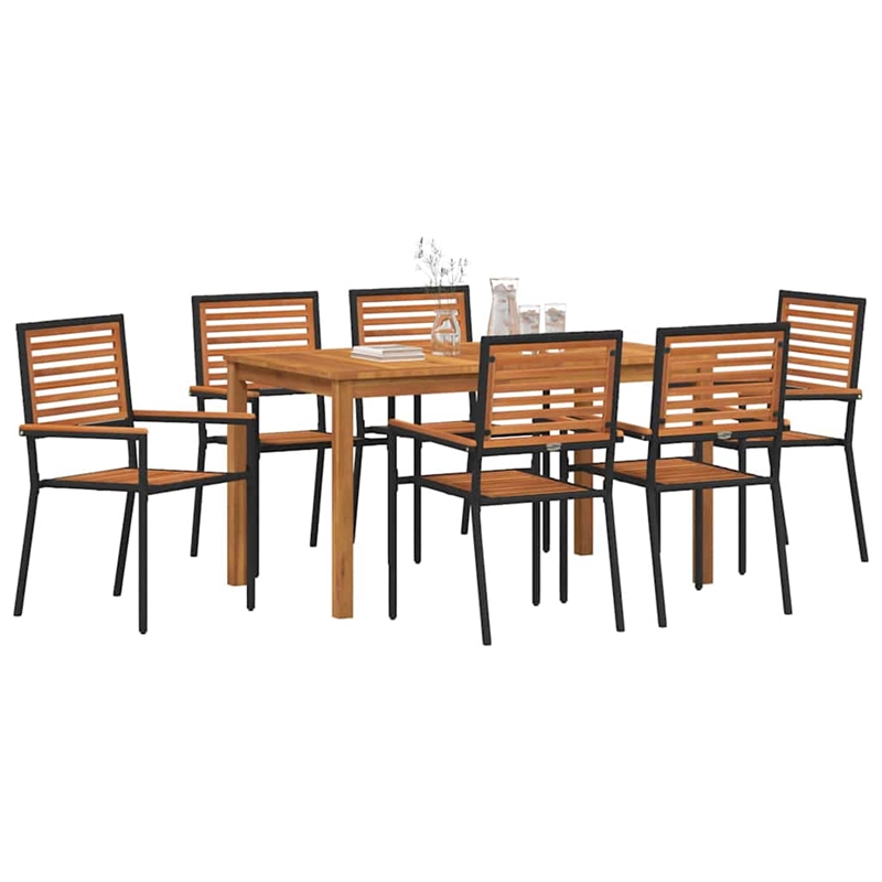 Afuera Living 7 Piece Poly Rattan Garden Dining Set in Black