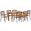 Afuera Living 7 Piece Poly Rattan Garden Dining Set in Black