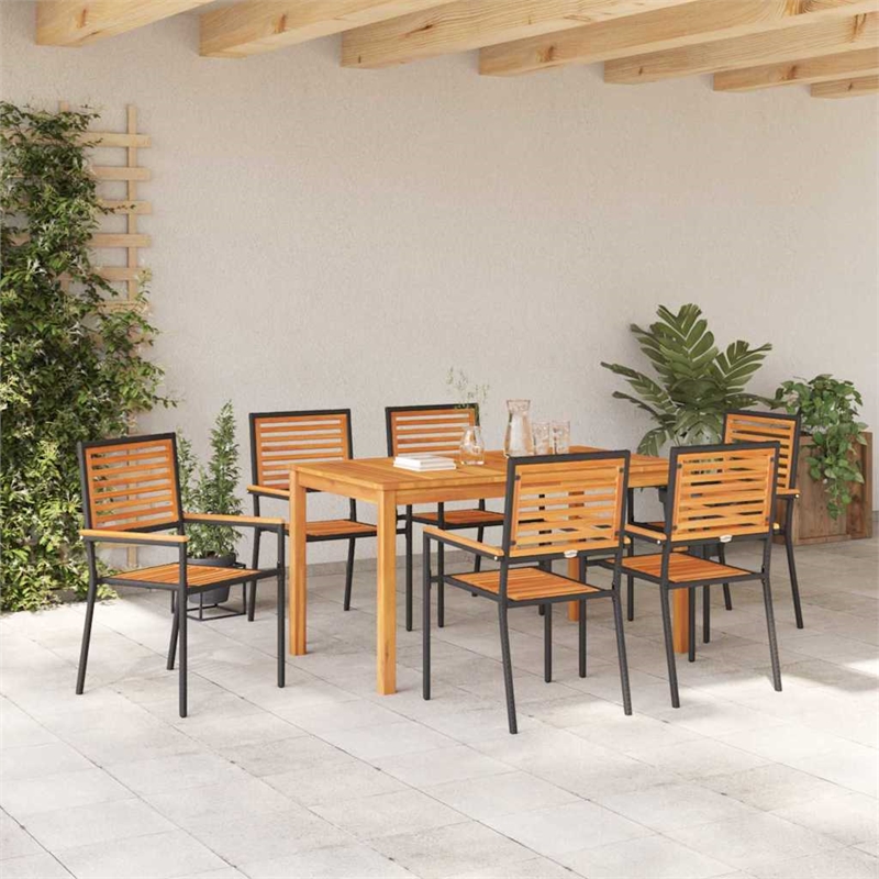 Afuera Living 7 Piece Poly Rattan Garden Dining Set in Black