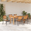 Afuera Living 7 Piece Poly Rattan Garden Dining Set in Black