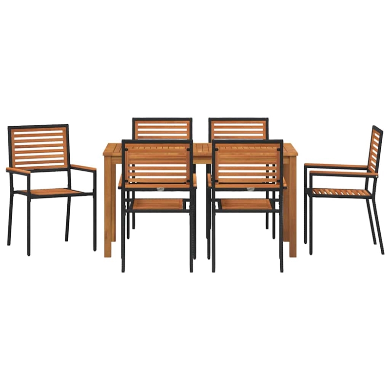 Afuera Living 7 Piece Poly Rattan Garden Dining Set in Black