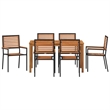 Afuera Living 7 Piece Poly Rattan Garden Dining Set in Black