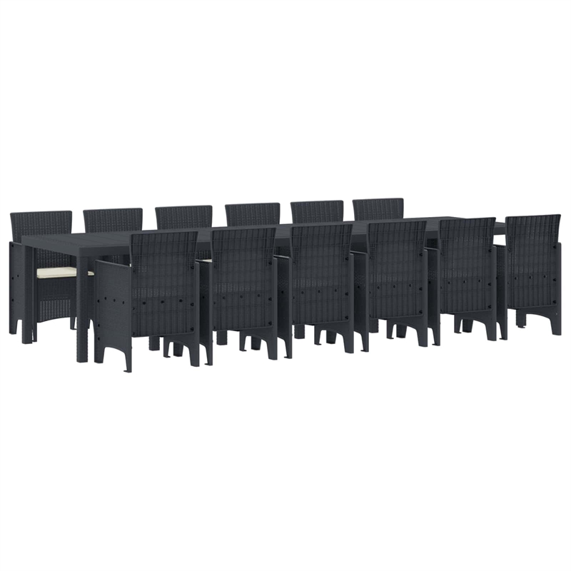 Afuera Living Contemporary Poly Rattan Garden Dining Set in Anthracite