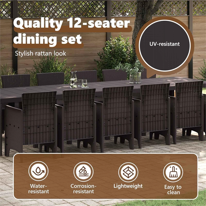 Afuera Living Contemporary Poly Rattan Garden Dining Set in Brown