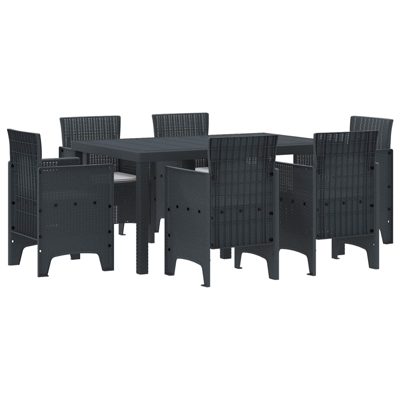 Afuera Living 7 Piece Poly Rattan Garden Dining Set in Anthracite