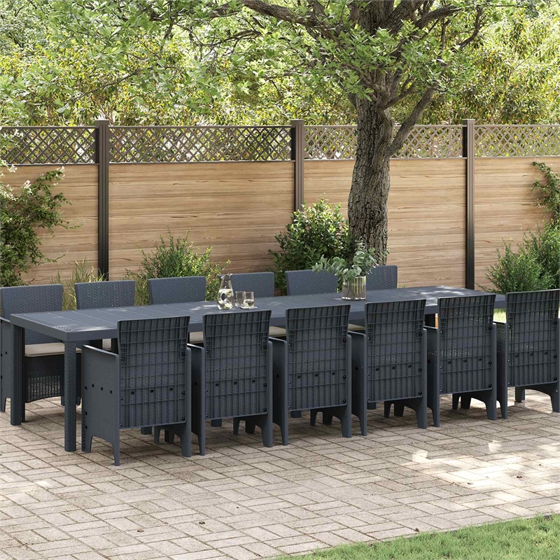 Afuera Living Contemporary Poly Rattan Garden Dining Set in Anthracite