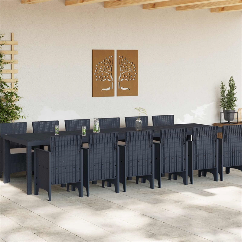 Afuera Living Contemporary Poly Rattan Garden Dining Set in Anthracite