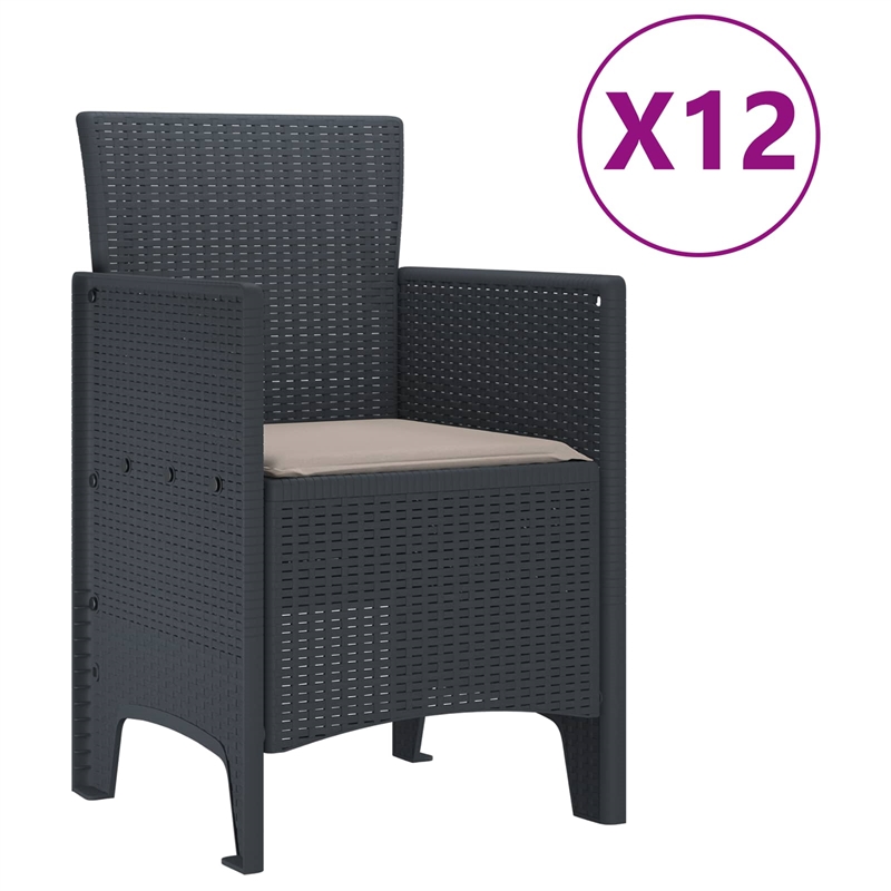 Afuera Living Contemporary Poly Rattan Garden Dining Set in Anthracite