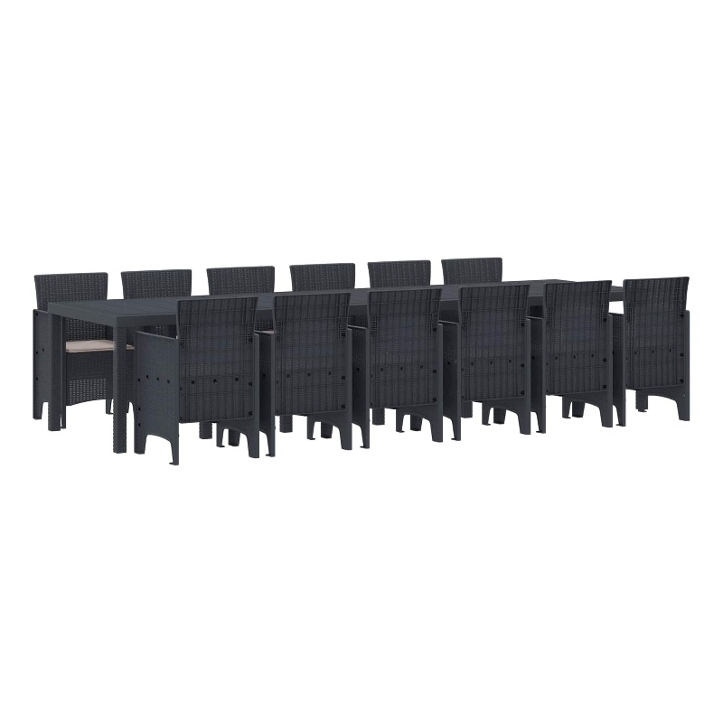 Afuera Living Contemporary Poly Rattan Garden Dining Set in Anthracite