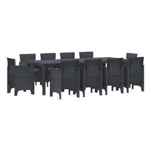 Afuera Living 11 Piece Poly Rattan Garden Dining Set in Anthracite