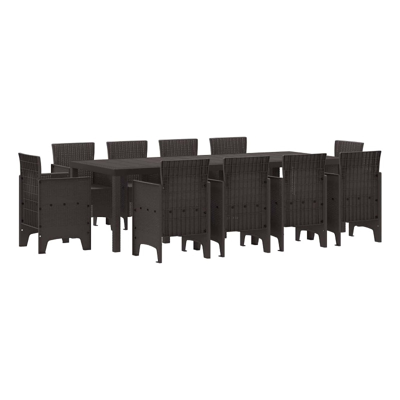 Afuera Living 11 Piece Poly Rattan Garden Dining Set in Brown