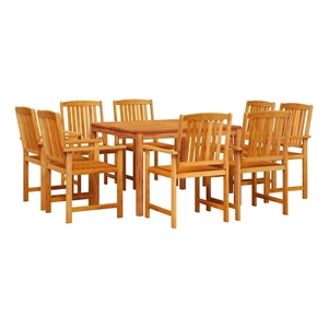 Afuera Living Contemporary Solid Acacia Wood Garden Dining Set in Brown