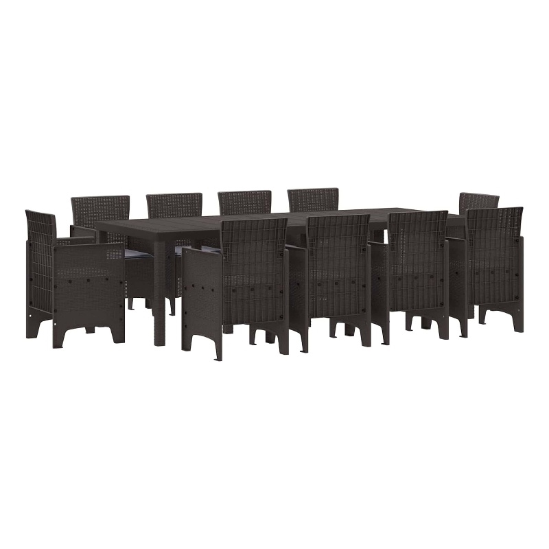Afuera Living 11 Piece Poly Rattan Garden Dining Set in Brown