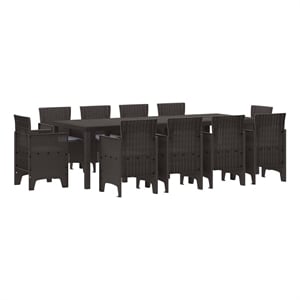 Afuera Living 11 Piece Poly Rattan Garden Dining Set in Brown