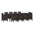 Afuera Living 11 Piece Poly Rattan Garden Dining Set in Brown