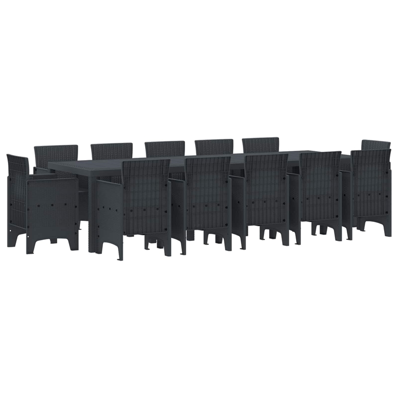 Afuera Living Contemporary Poly Rattan Garden Dining Set in Anthracite