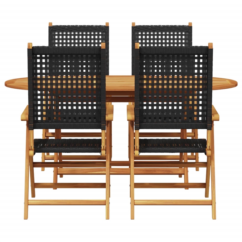 Afuera Living 5 Piece Poly Rattan Garden Dining Set in Black