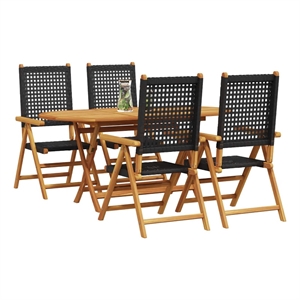 Afuera Living 5 Piece Poly Rattan Garden Dining Set in Black