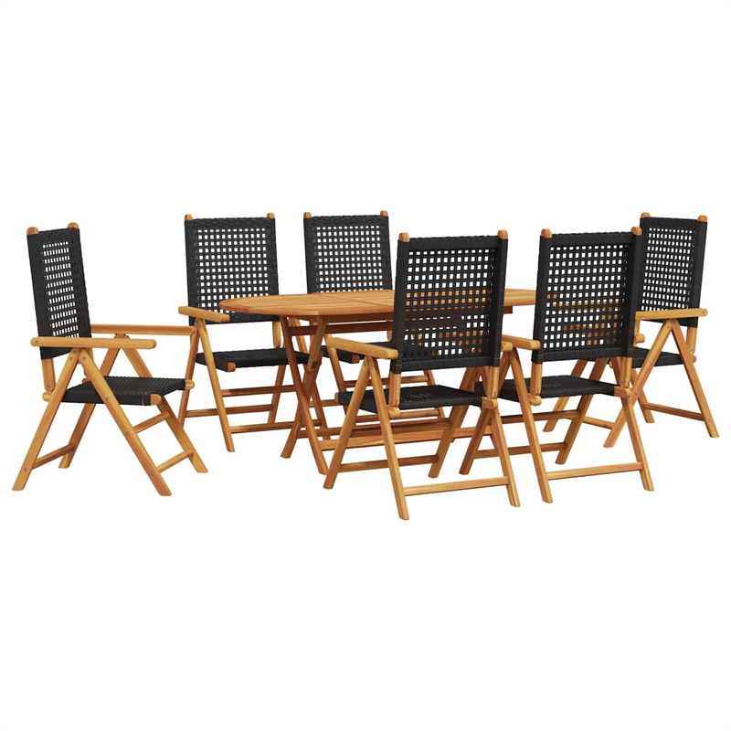 Afuera Living 7 Piece Poly Rattan Garden Dining Set in Black