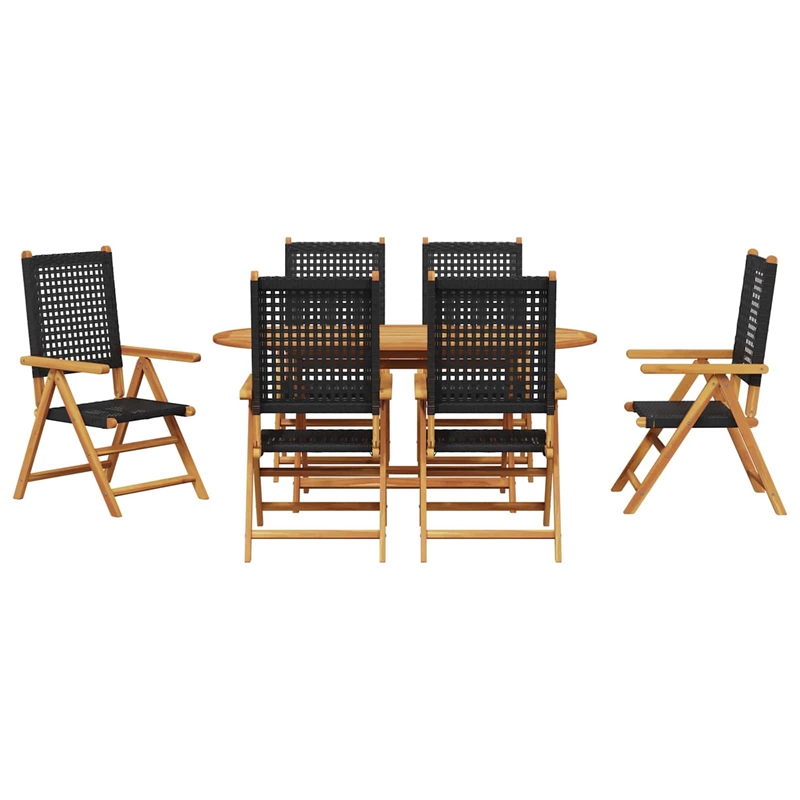 Afuera Living 7 Piece Poly Rattan Garden Dining Set in Black