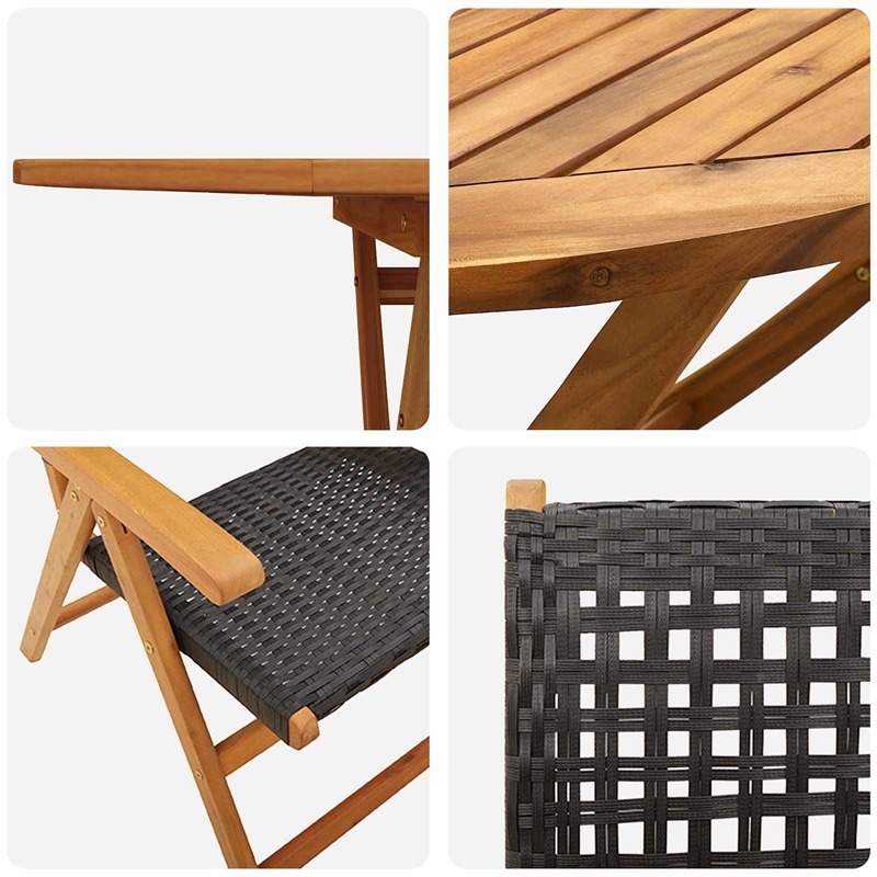 Afuera Living 7 Piece Poly Rattan Garden Dining Set in Black