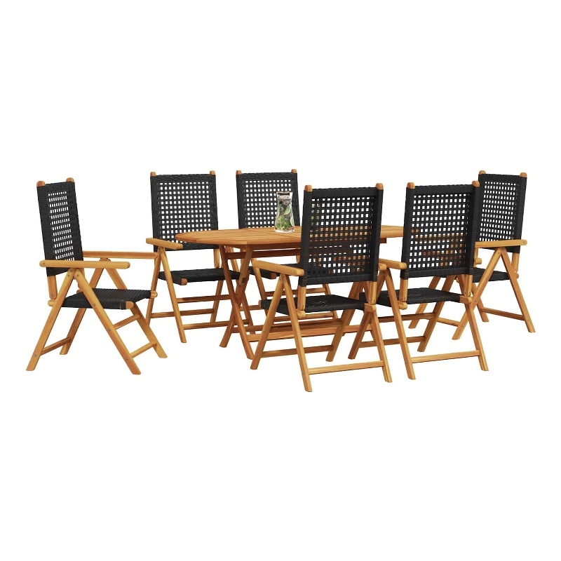 Afuera Living 7 Piece Poly Rattan Garden Dining Set in Black
