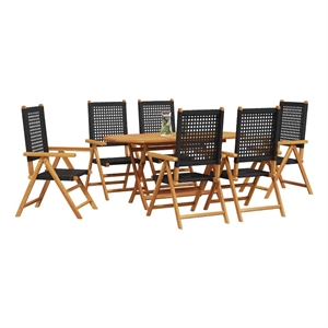 Afuera Living 7 Piece Poly Rattan Garden Dining Set in Black