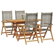 Afuera Living Contemporary 5 Piece Poly Rattan Garden Dining Set in Gray