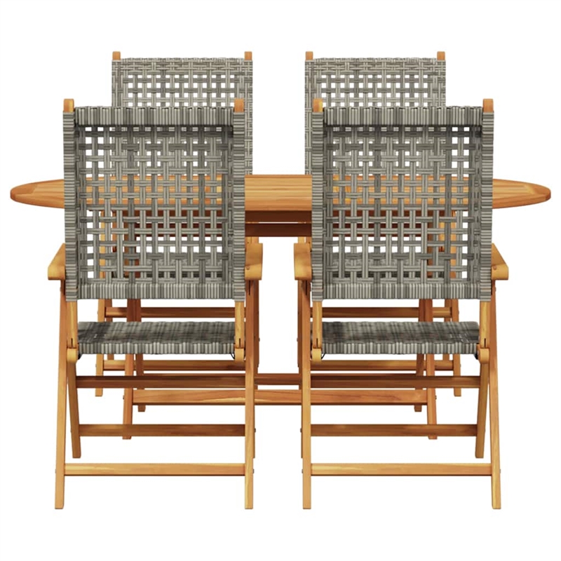 Afuera Living Contemporary 5 Piece Poly Rattan Garden Dining Set in Gray