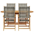 Afuera Living Contemporary 5 Piece Poly Rattan Garden Dining Set in Gray