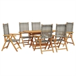 Afuera Living Contemporary 7 Piece Poly Rattan Garden Dining Set in Gray