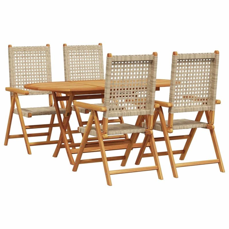 Afuera Living 5 Piece Poly Rattan Garden Dining Set in Brown