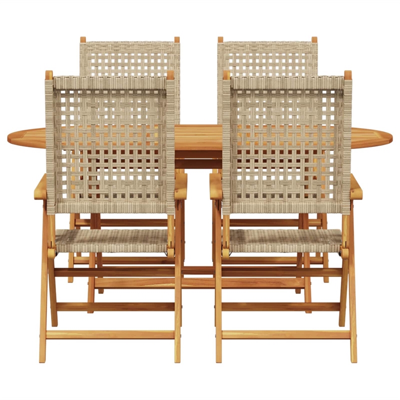 Afuera Living 5 Piece Poly Rattan Garden Dining Set in Brown