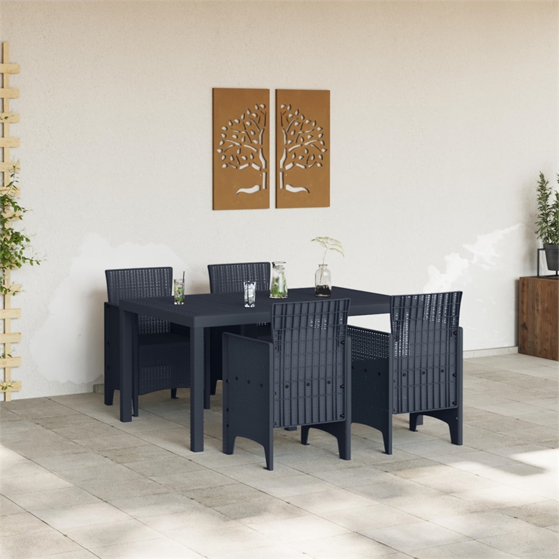 Afuera Living 5 Piece Poly Rattan Garden Dining Set in Anthracite