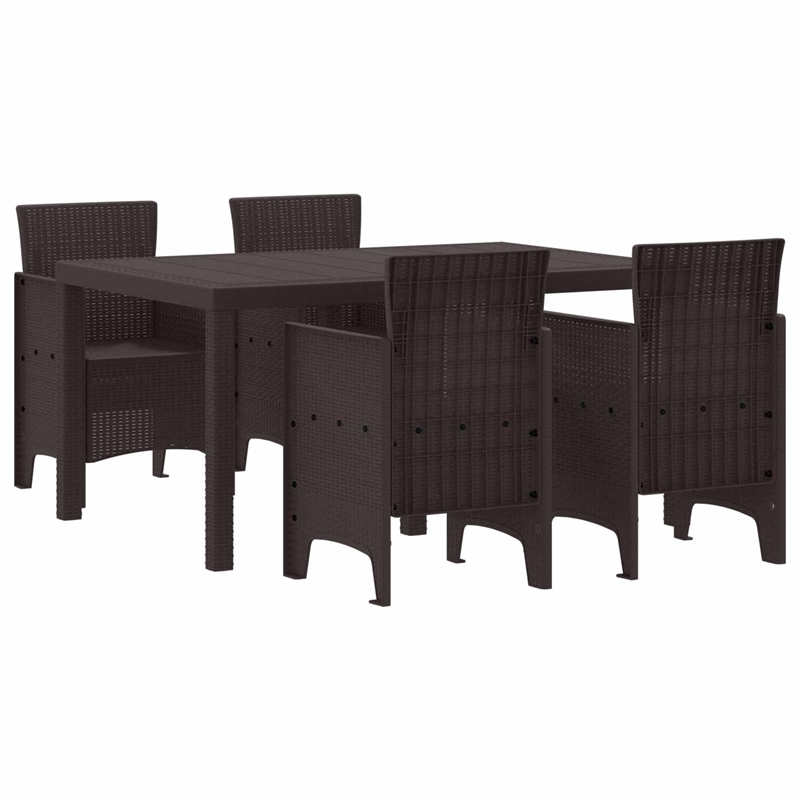 Afuera Living 5 Piece Poly Rattan Garden Dining Set in Brown
