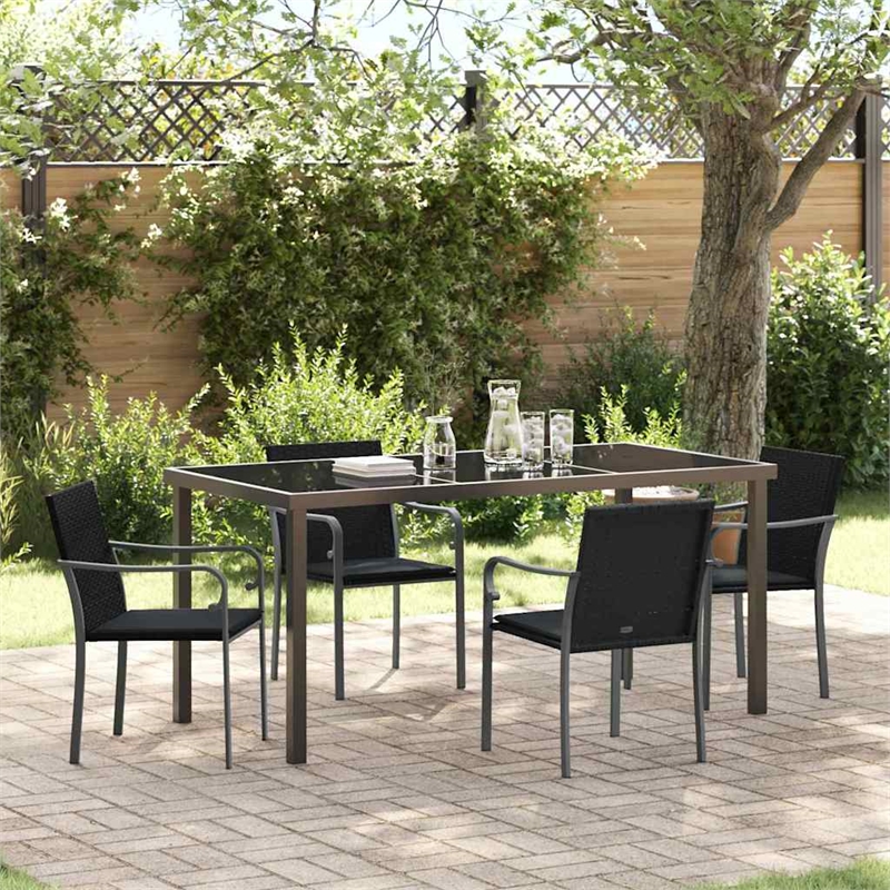 Afuera Living 5 Piece Poly Rattan Garden Dining Set in Black