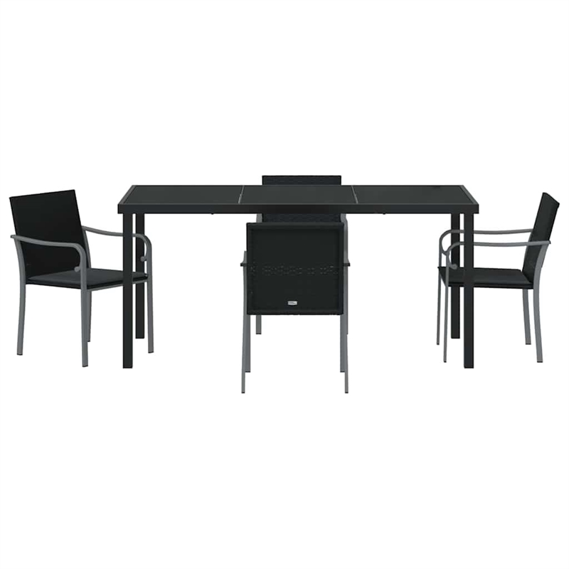 Afuera Living 5 Piece Poly Rattan Garden Dining Set in Black