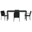 Afuera Living 5 Piece Poly Rattan Garden Dining Set in Black