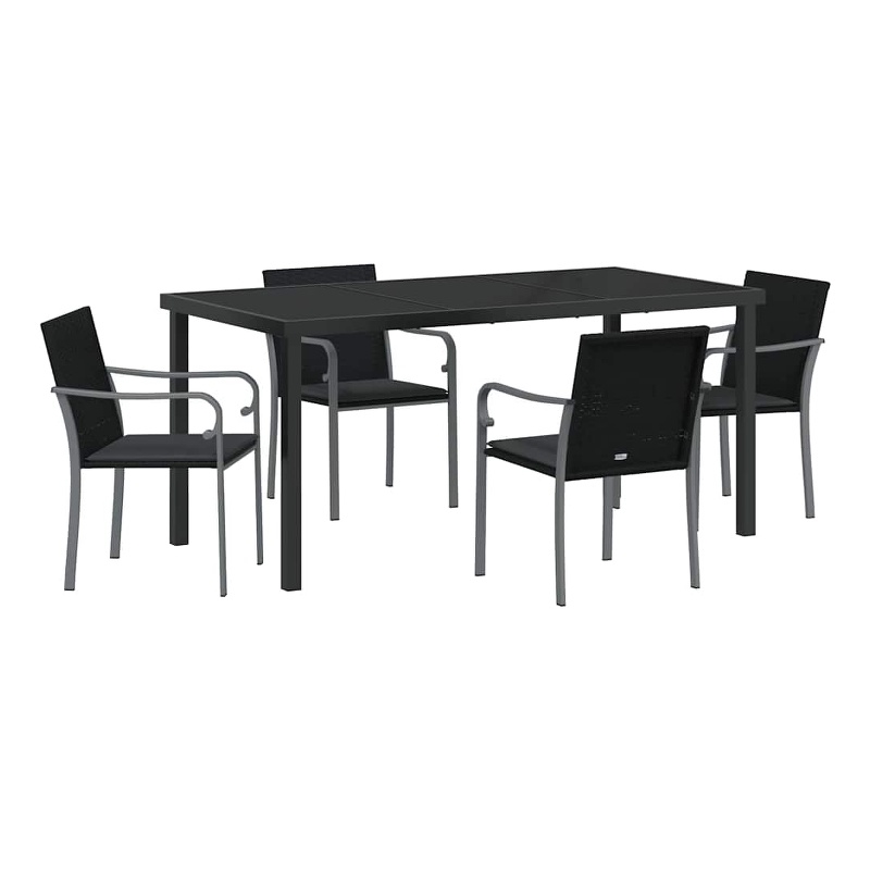 Afuera Living 5 Piece Poly Rattan Garden Dining Set in Black