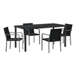 Afuera Living 5 Piece Poly Rattan Garden Dining Set in Black