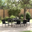 Afuera Living 7 Piece Poly Rattan Garden Dining Set in Black