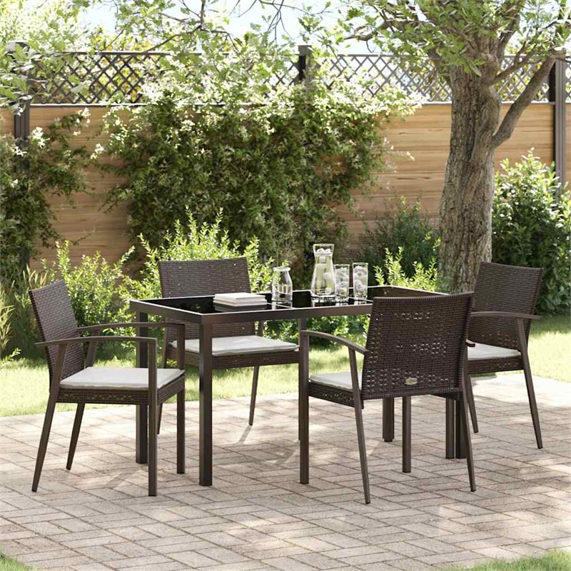 Afuera Living Contemporary 5 Piece Rattan Garden Dining Set in Black